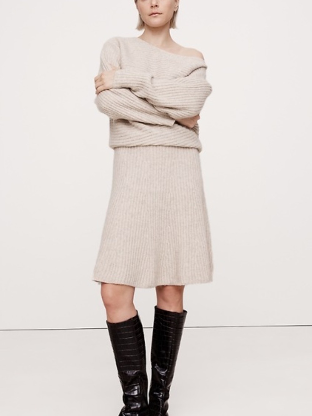 Banana Republic Dolman Ribbed Mini Sweater Dress - Small